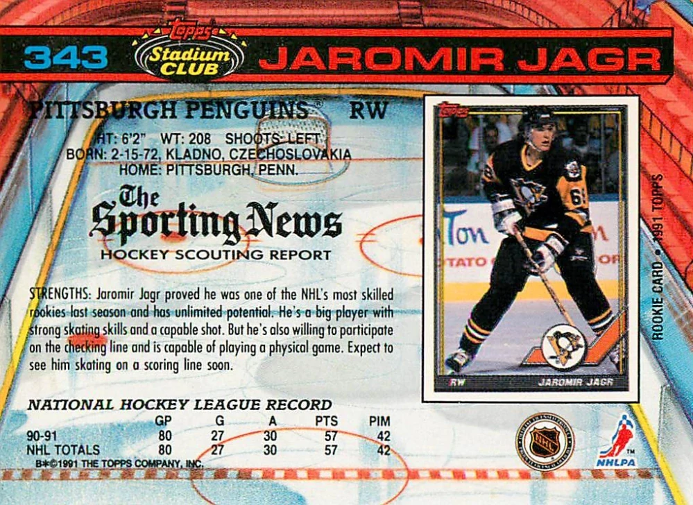 1991-92 Topps Stadium Club - Jaromír Jágr #343