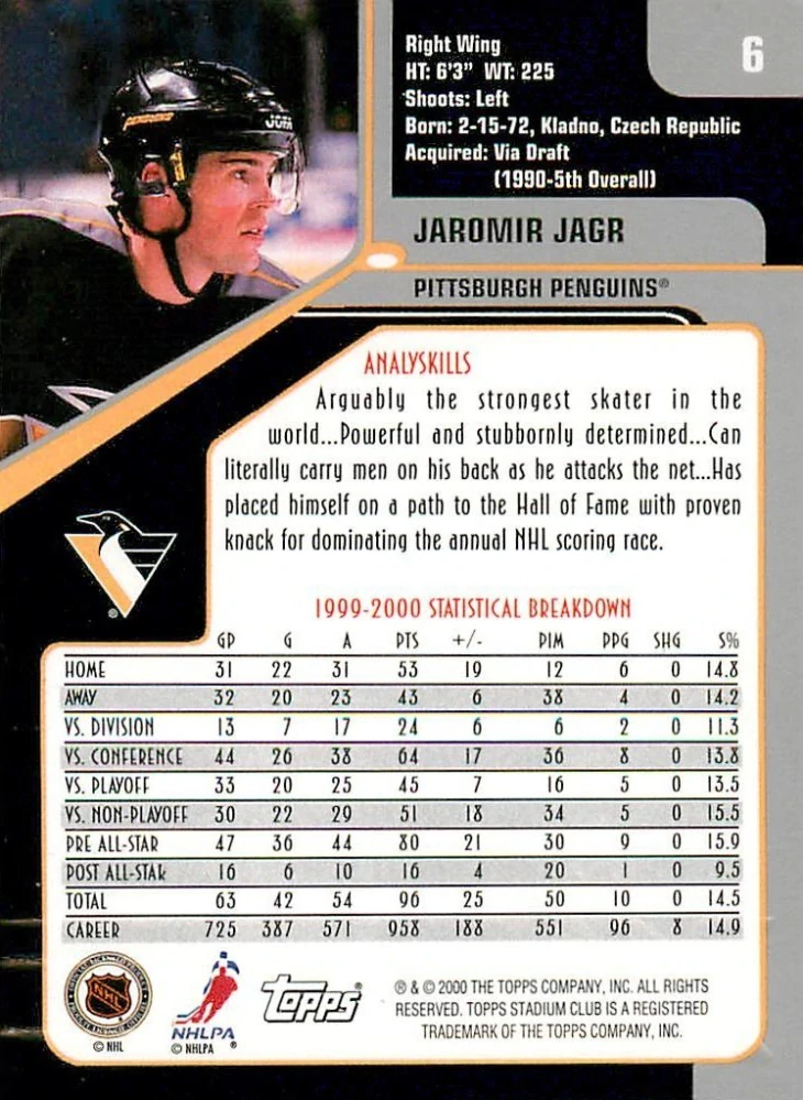 2000-01 Topps Stadium Club - Jaromír Jágr #6