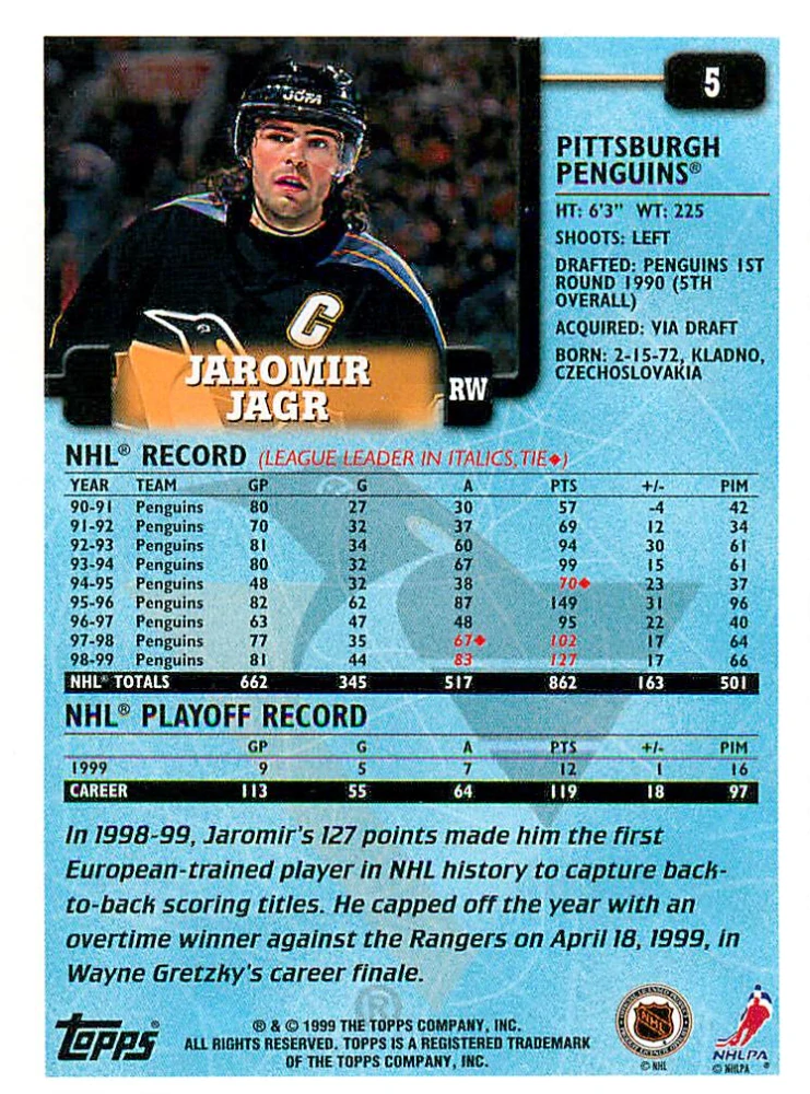 1999-00 Topps - Jaromír Jágr #5