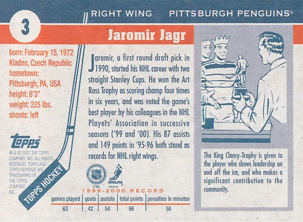 2000-01 Topps Heritage - Jaromír Jágr #3