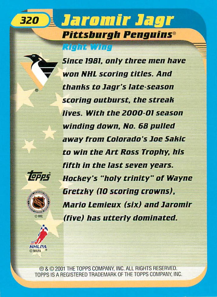 2001-02 Topps - Jaromír Jágr - All-Stars #320