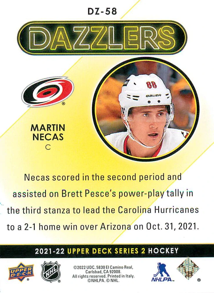 2021-22 UD Series 2 - Martin Nečas - Dazzlers Blue #DZ-58