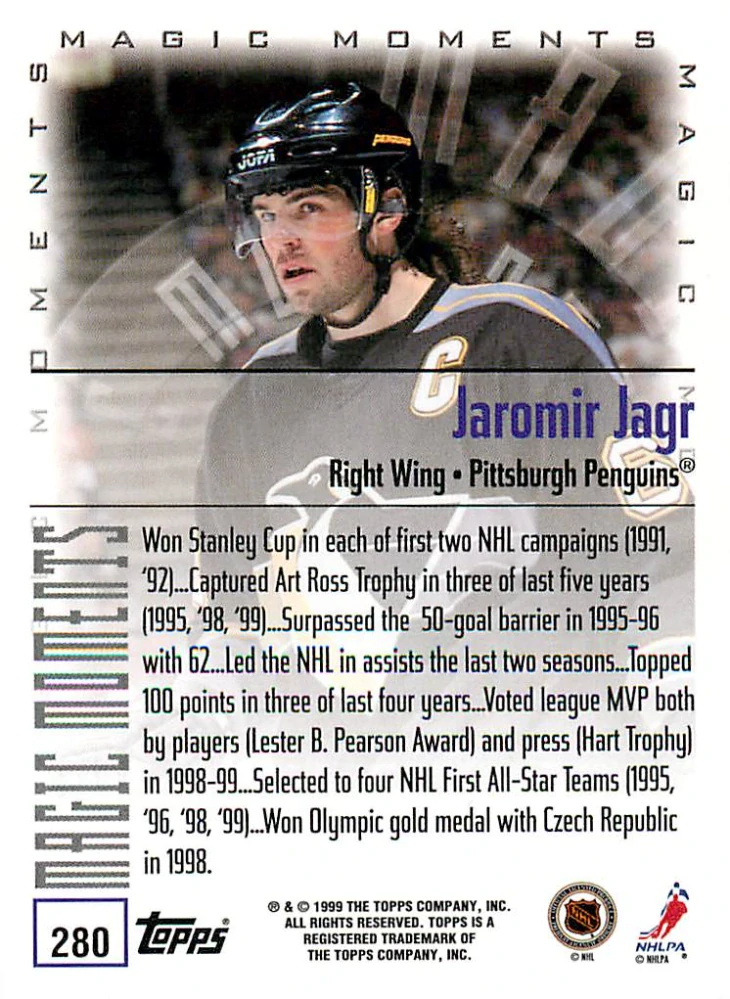 1999-00 Topps - Jaromír Jágr - Magic Moments - 2-Time Stanley Cup Winner #280
