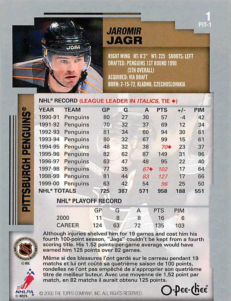 2000-01 O-Pee-Chee - Jaromír Jágr #1