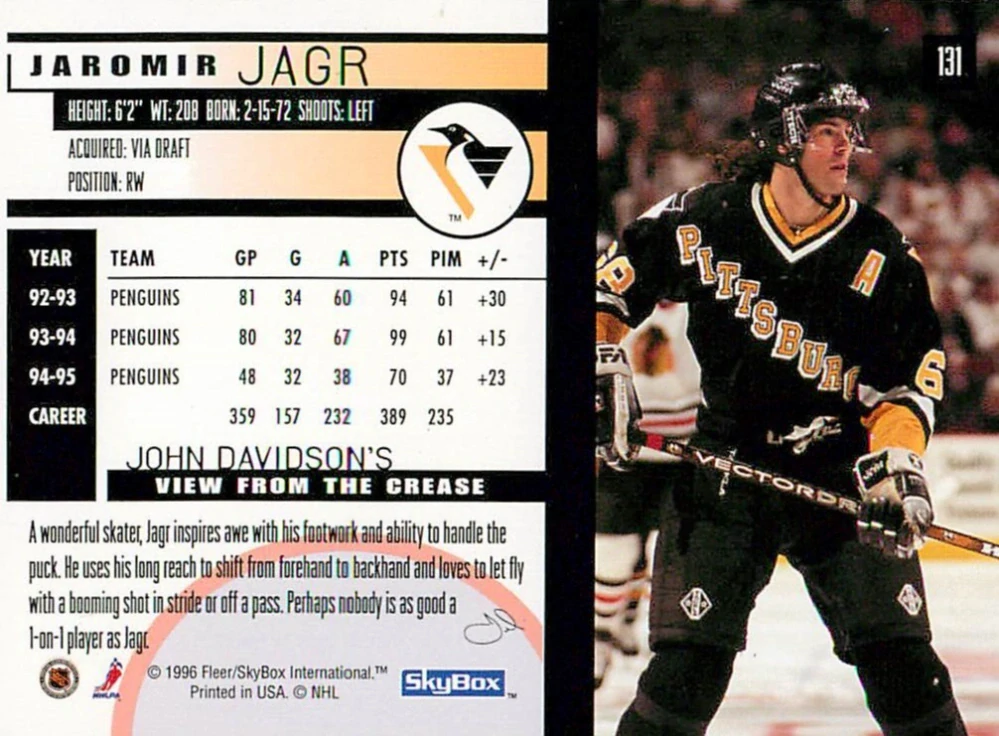 1995-96 Skybox Impact - Jaromír Jágr #131