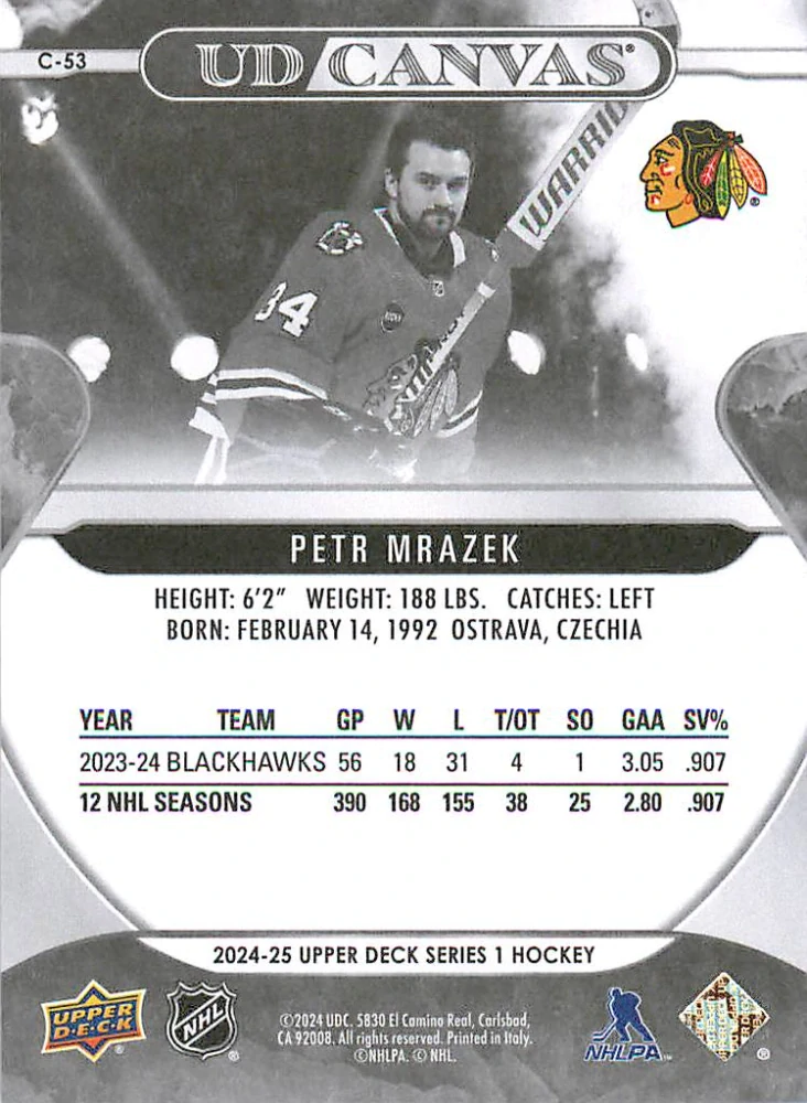 2024-25 UD Series 1 - Petr Mrázek - Canvas Black & White #C-53