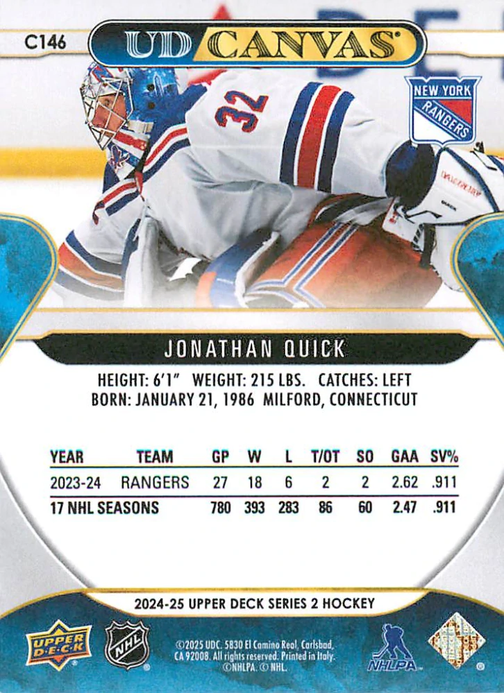 2024-25 UD Series 2 - Jonathan Quick - Canvas #C146
