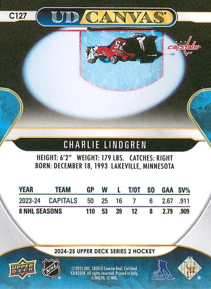 2024-25 UD Series 2 - Charlie Lindgren - Canvas #C127