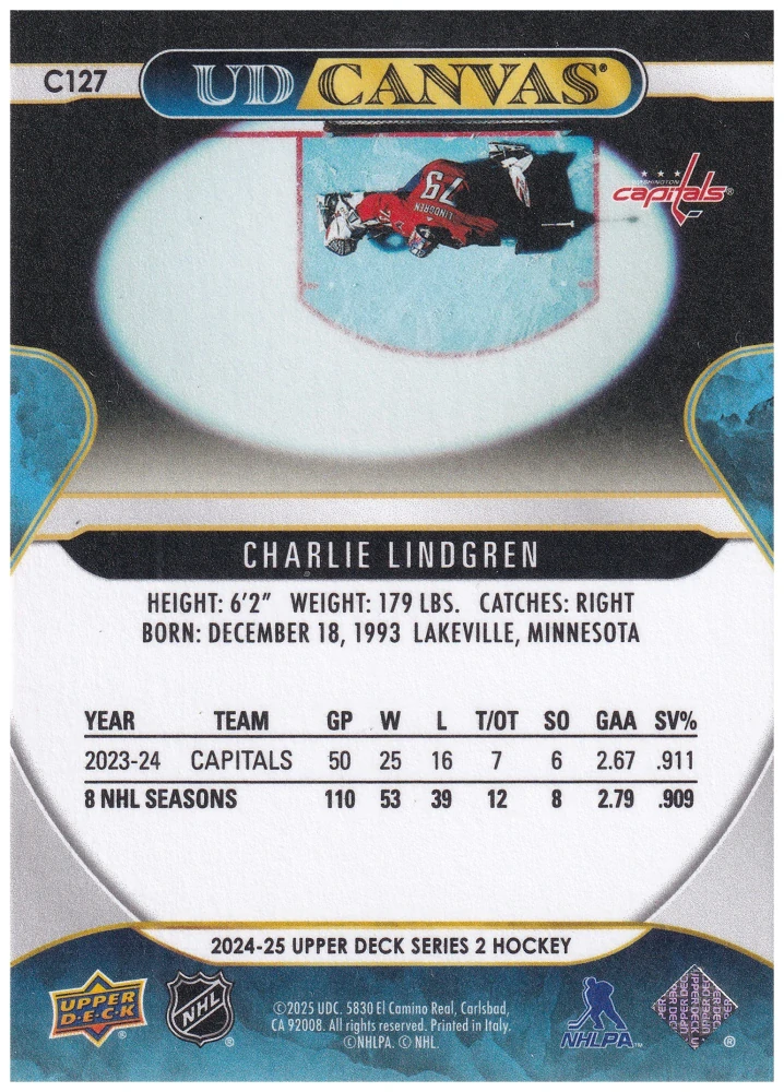 2024-25 UD Series 2 - Charlie Lindgren - Canvas #C127