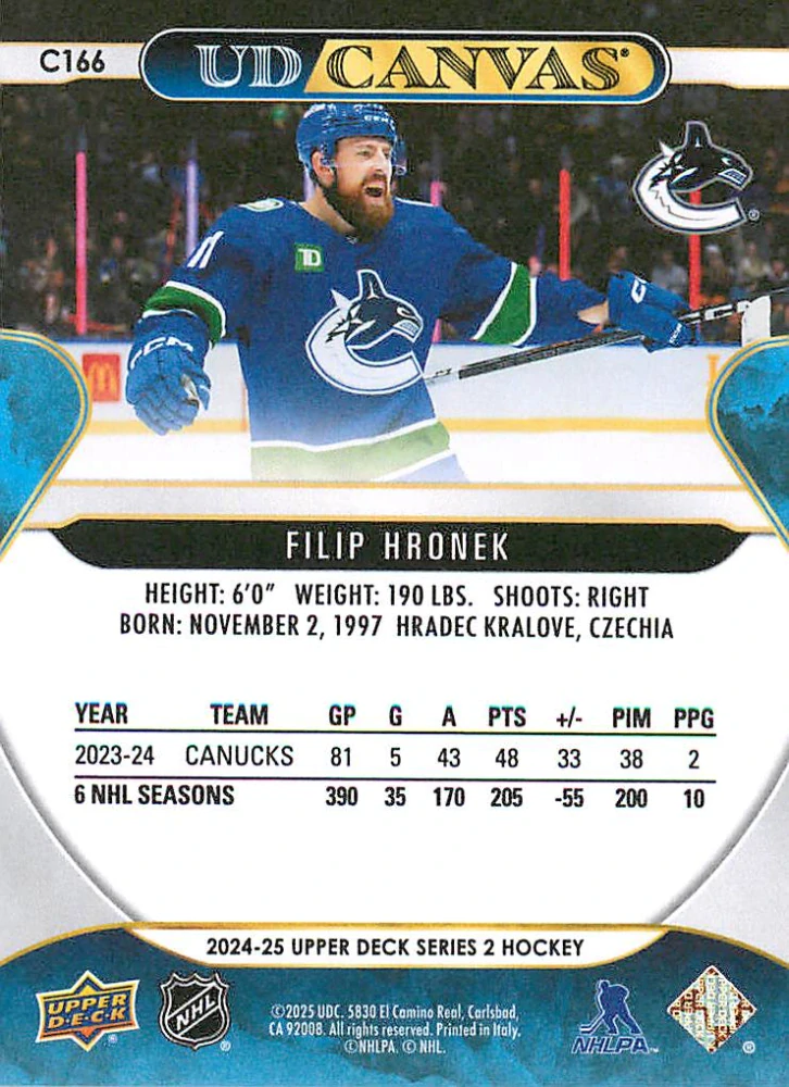 2024-25 UD Series 2 - Filip Hronek - Canvas #C166