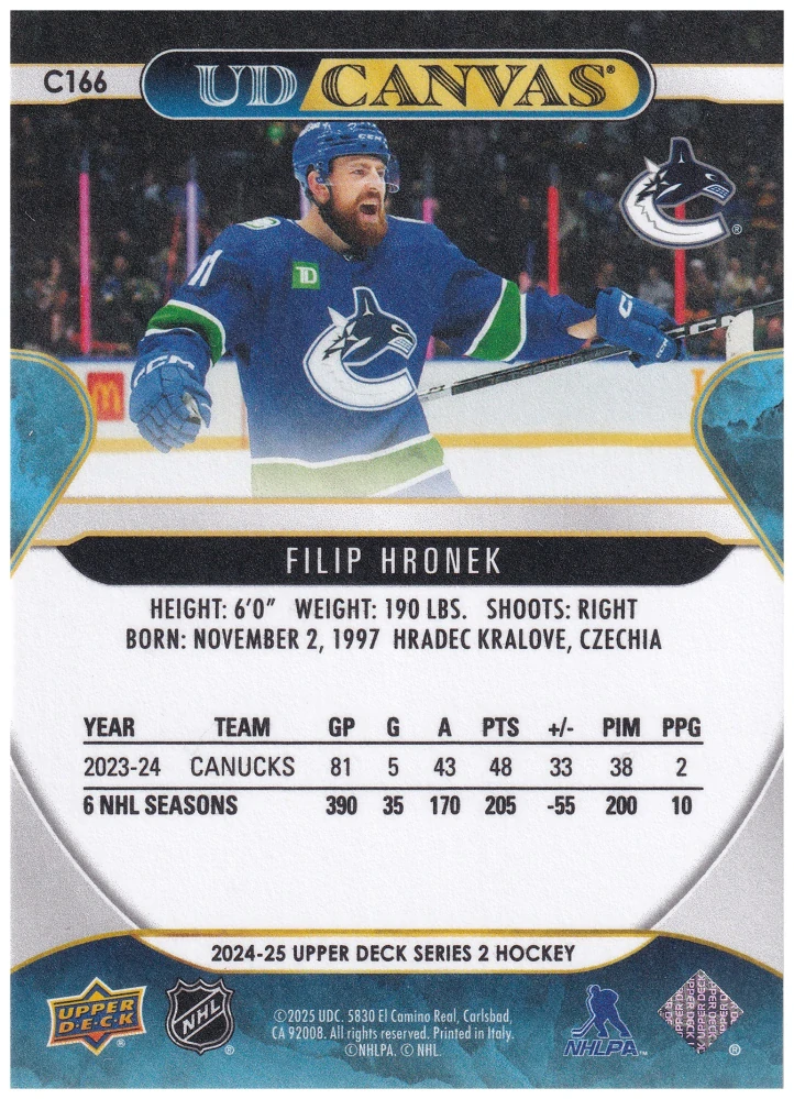 2024-25 UD Series 2 - Filip Hronek - Canvas #C166