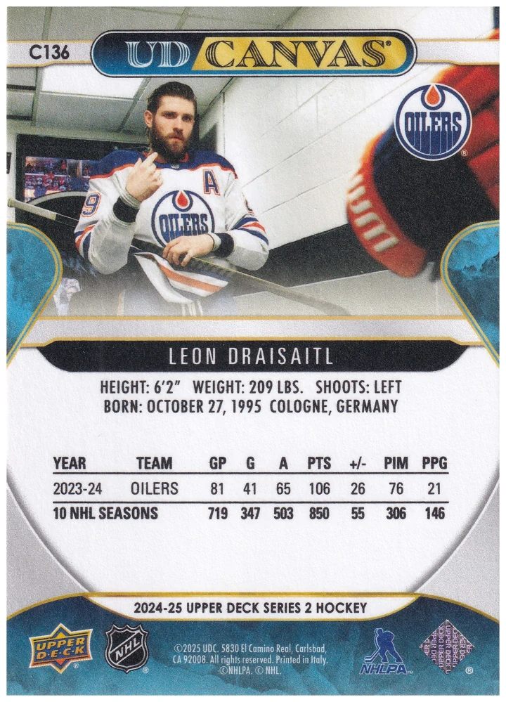 2024-25 UD Series 2 - Leon Draisaitl - Canvas #C136