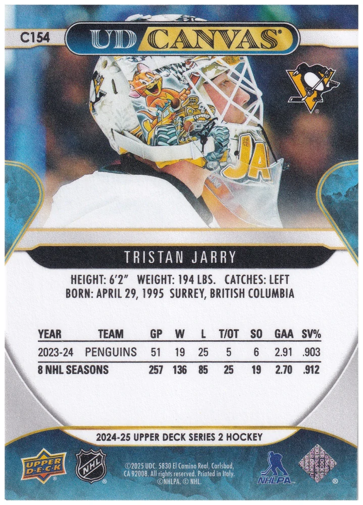 2024-25 UD Series 2 - Tristan Jarry - Canvas #C154