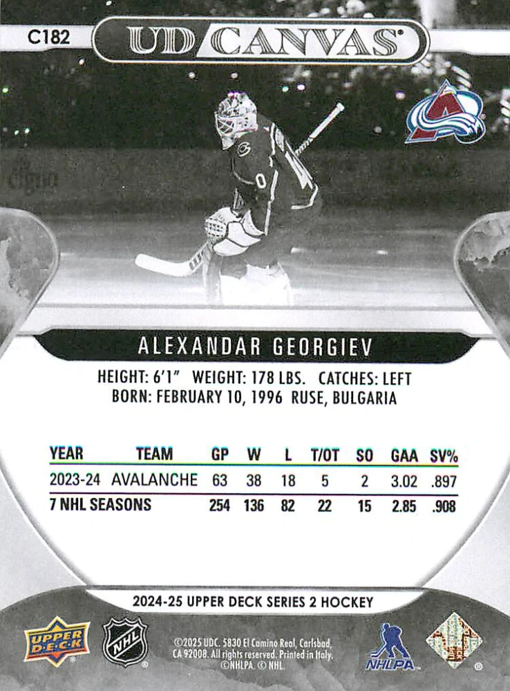 2024-25 UD Series 2 - Alexandar Georgiev - Canvas Black & White #C182