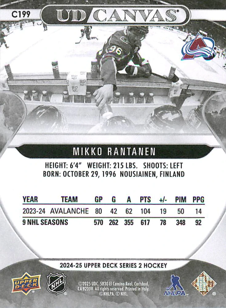 2024-25 UD Series 2 - Mikko Rantanen - Canvas Black & White #C199