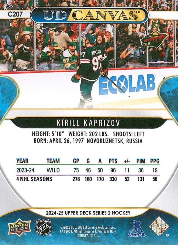 2024-25 UD Series 2 - Kirill Kaprizov - Canvas #C207