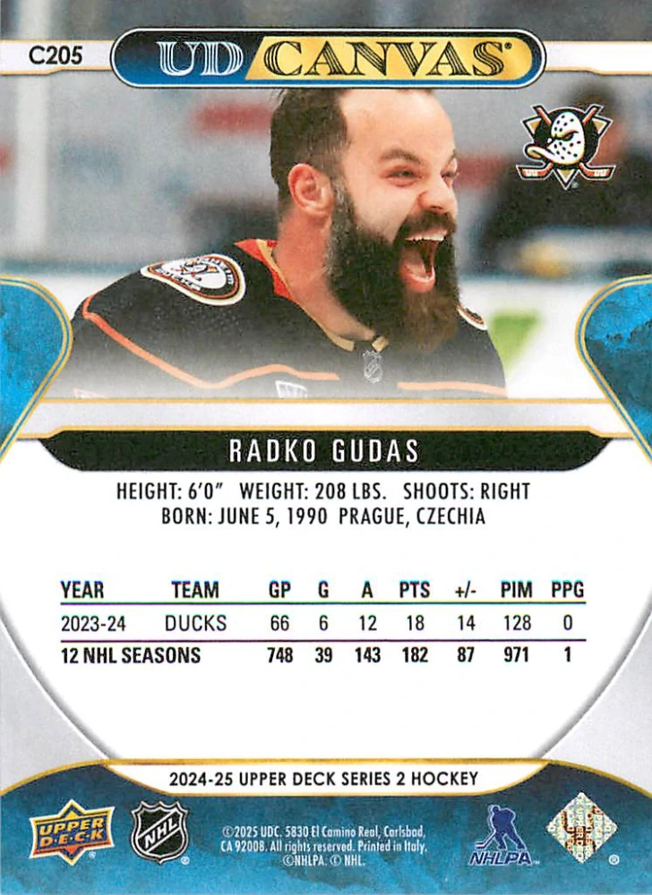 2024-25 UD Series 2 - Radko Gudas - Canvas #C205