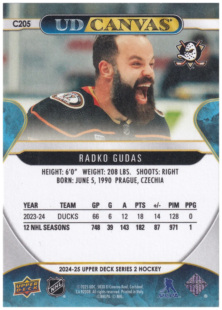 2024-25 UD Series 2 - Radko Gudas - Canvas #C205