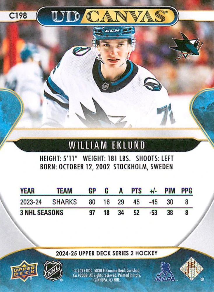 2024-25 UD Series 2 - William Eklund - Canvas #C198