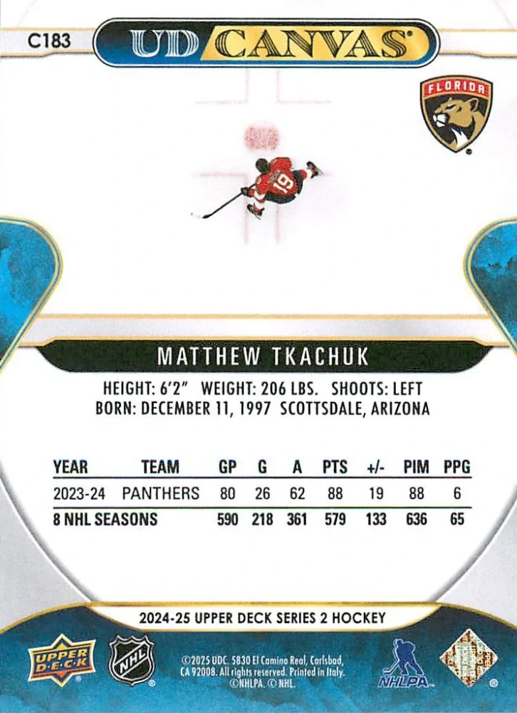 2024-25 UD Series 2 - Matthew Tkachuk - Canvas #C183