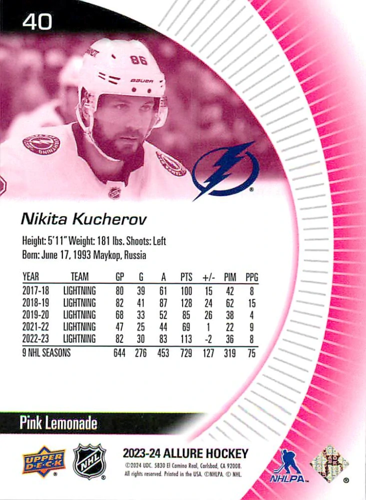 2023-24 UD Allure - Nikita Kucherov - Pink Lemonade #40