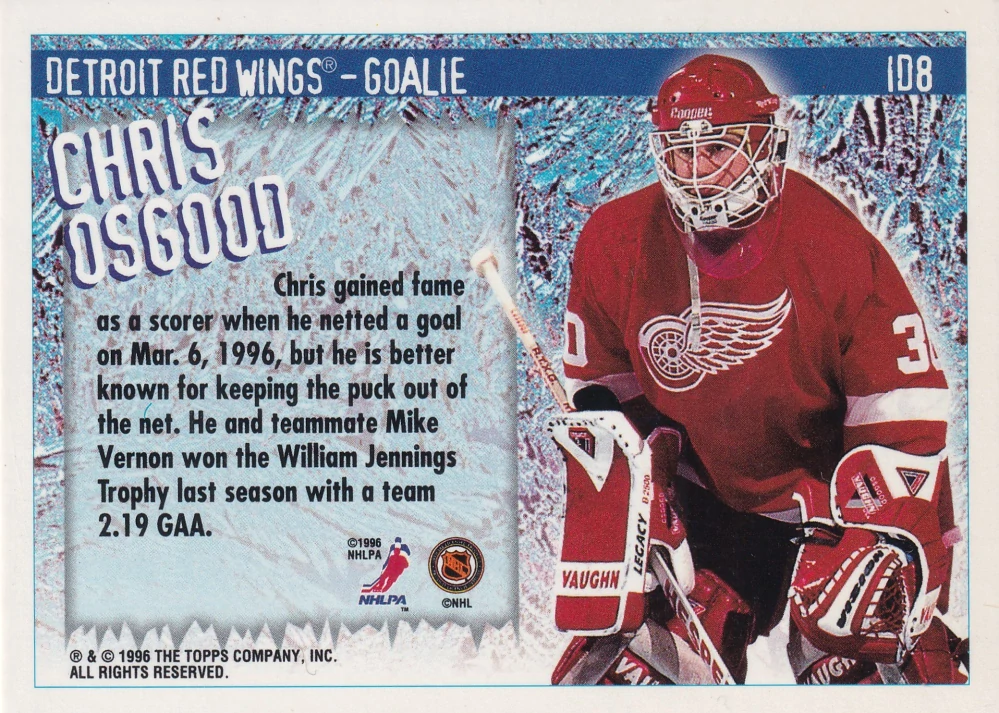 1996-97 Topps NHL Picks - Chris Osgood - Ice D #ID8