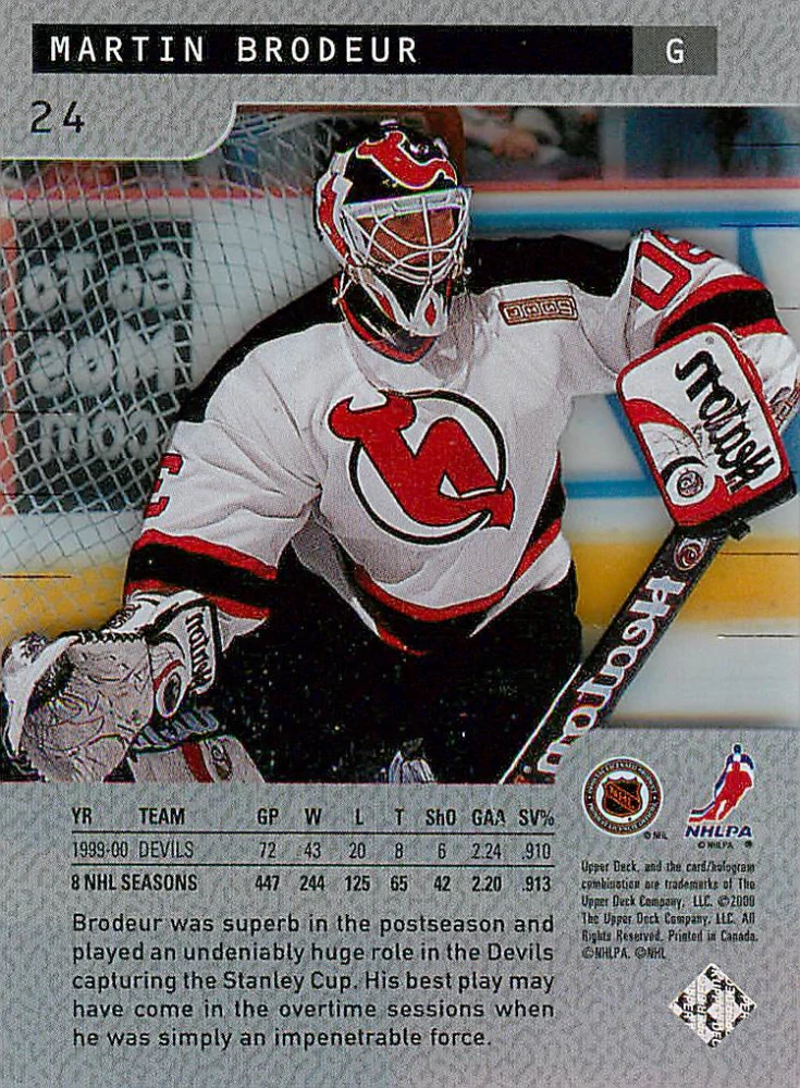 2000-01 UD Ice - Martin Brodeur #24