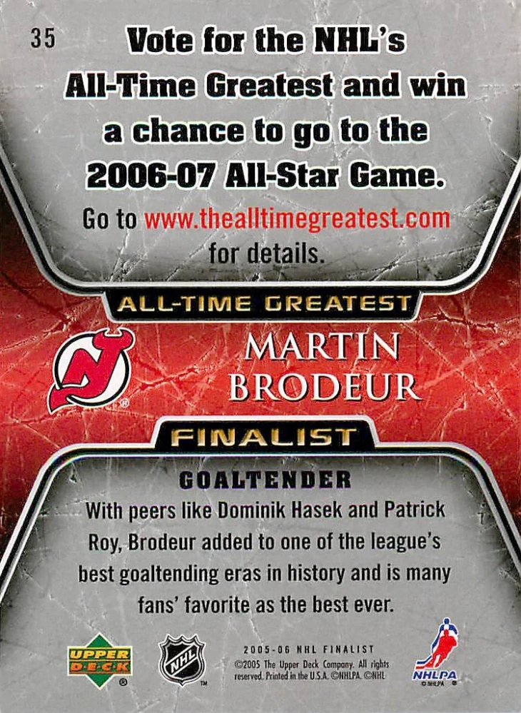 2005-06 UD NHL Finalist - Martin Brodeur #35