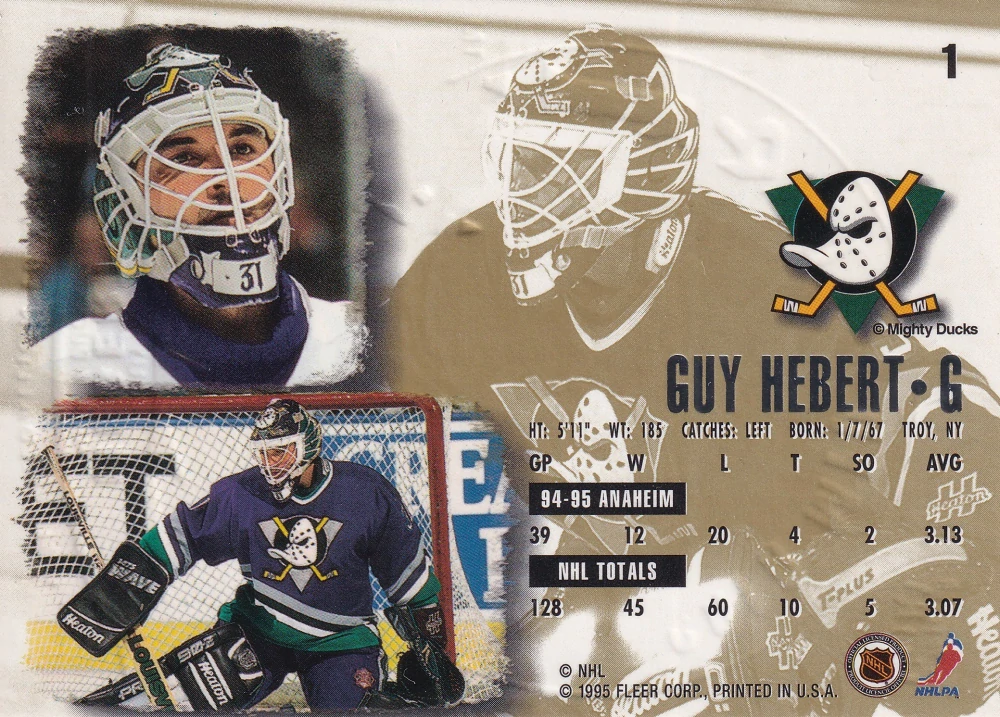 1995-96 Fleer Ultra - Guy Hebert - Gold Medallion #1