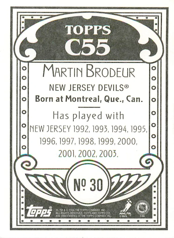 2003-04 Topps C55 - Martin Brodeur #30