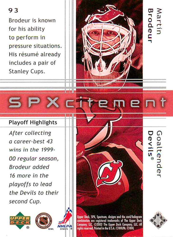 2002-03 UD SPx - Martin Brodeur #93