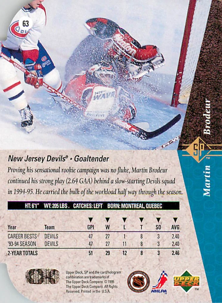 1994-95 UD SP - Martin Brodeur - Die-Cut #63