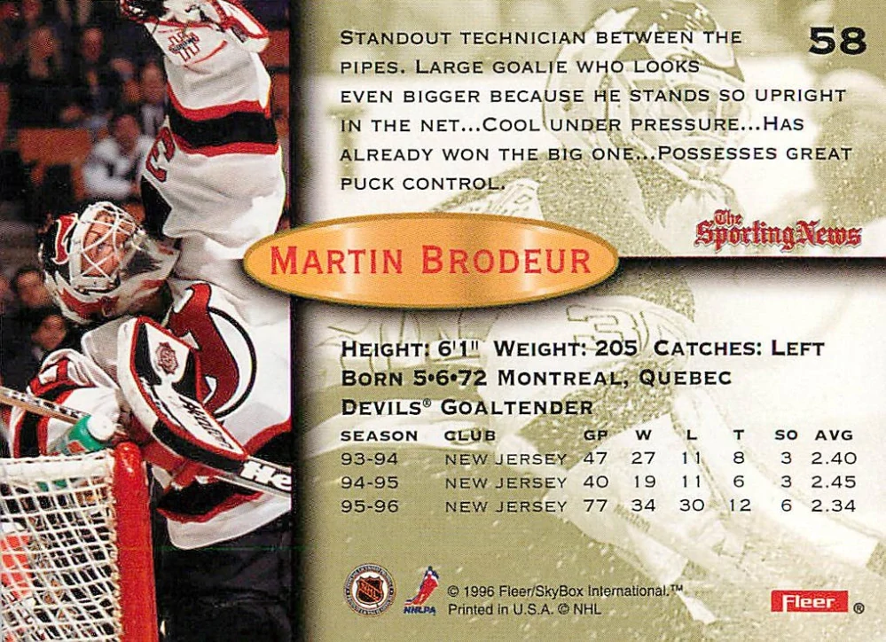 1996-97 Fleer - Martin Brodeur #58