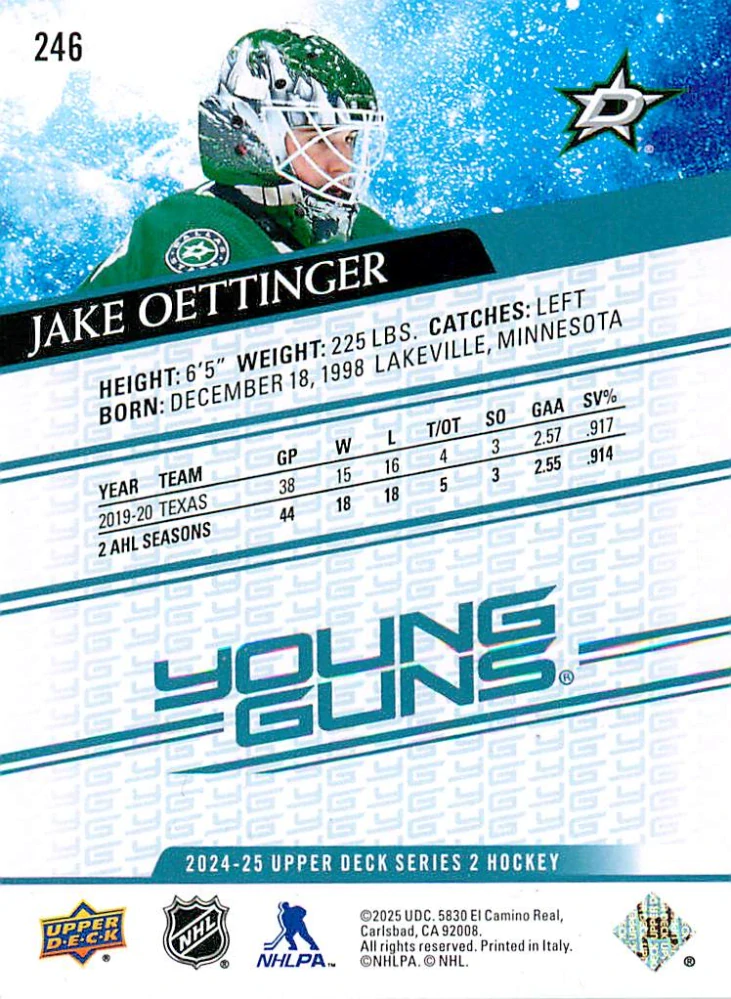 2024-25 UD Series 2 - Jake Oettinger - Young Guns Renewed #246