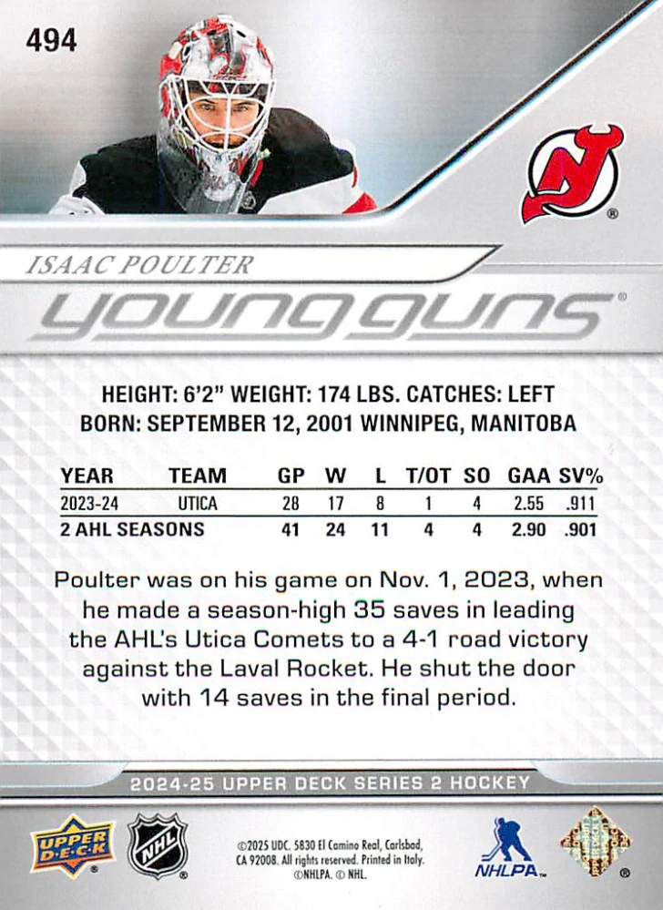 2024-25 UD Series 2 - Isaac Poulter - Young Guns #494