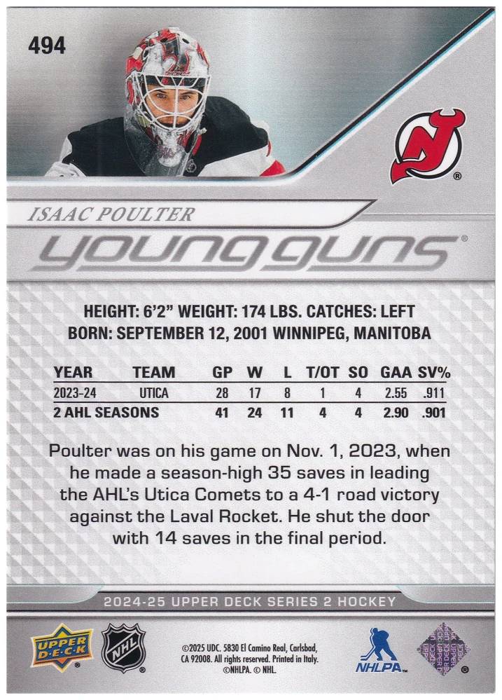 2024-25 UD Series 2 - Isaac Poulter - Young Guns #494