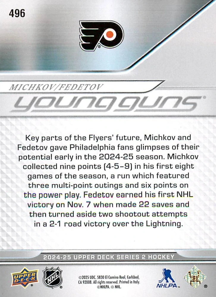 2024-25 UD Series 2 - Matvei Michkov, Ivan Fedotov - Young Guns Teammates #496