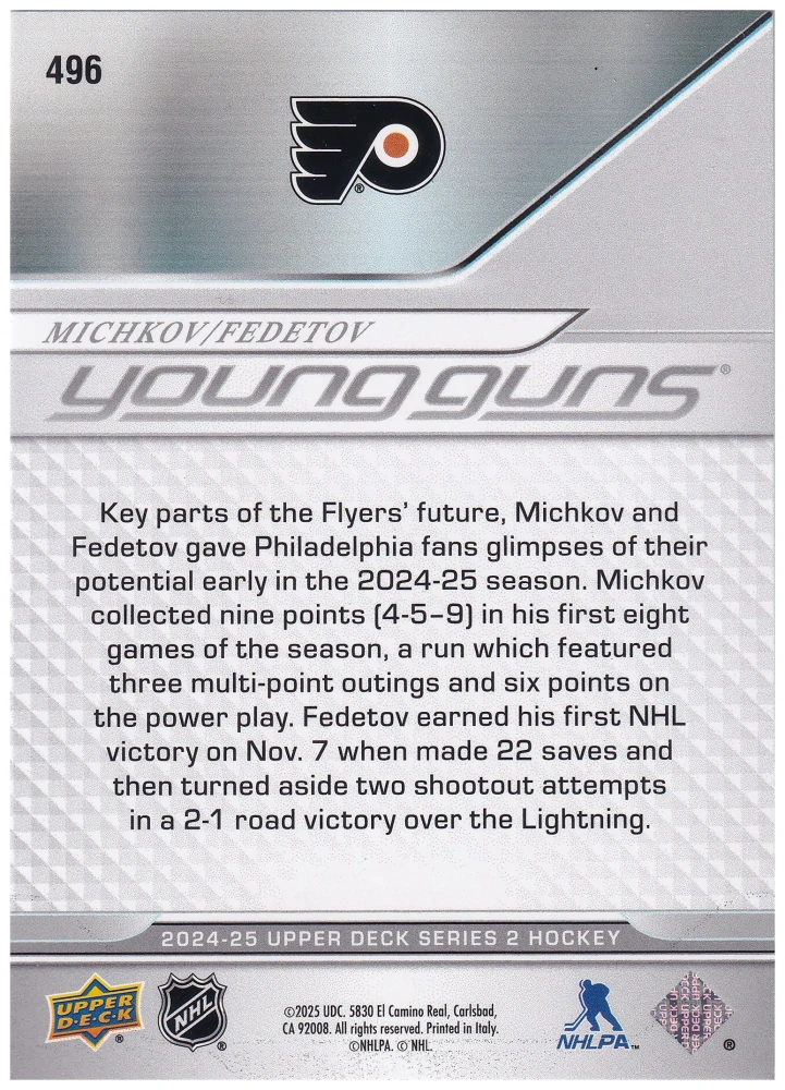 2024-25 UD Series 2 - Matvei Michkov, Ivan Fedotov - Young Guns Teammates #496