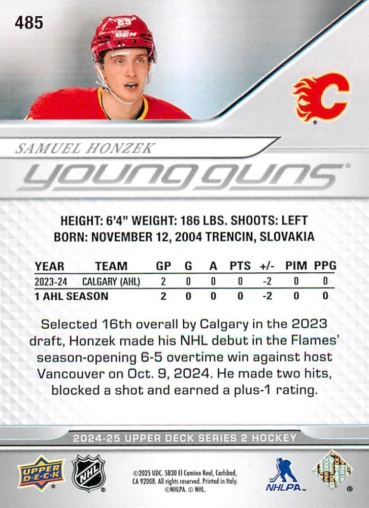 2024-25 UD Series 2 - Samuel Honzek - Young Guns #485