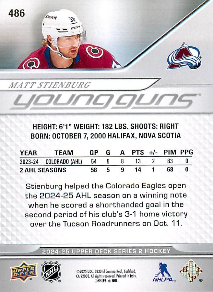 2024-25 UD Series 2 - Matt Stienburg - Young Guns #486