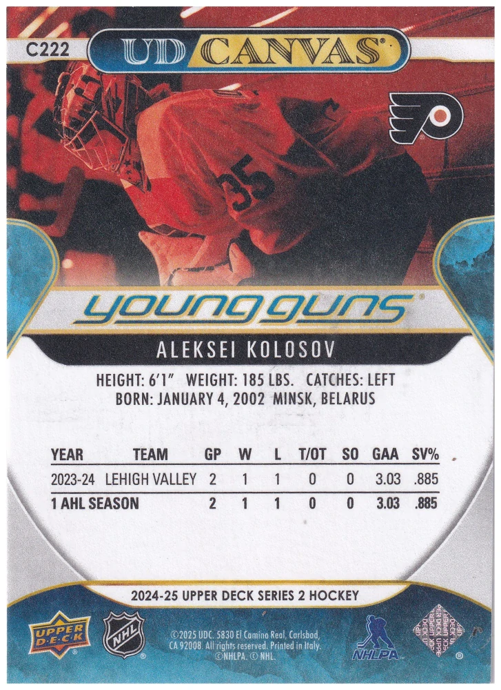 2024-25 UD Series 2 - Aleksei Kolosov - Young Guns Canvas #C222