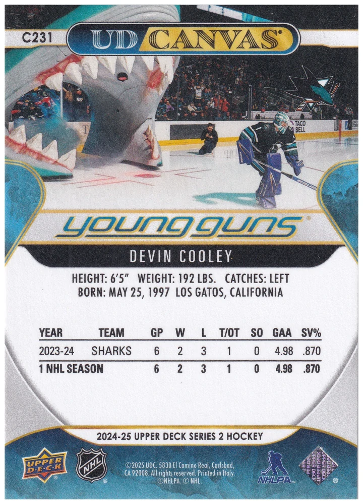 2024-25 UD Series 2 - Devin Cooley - Young Guns Canvas #C231