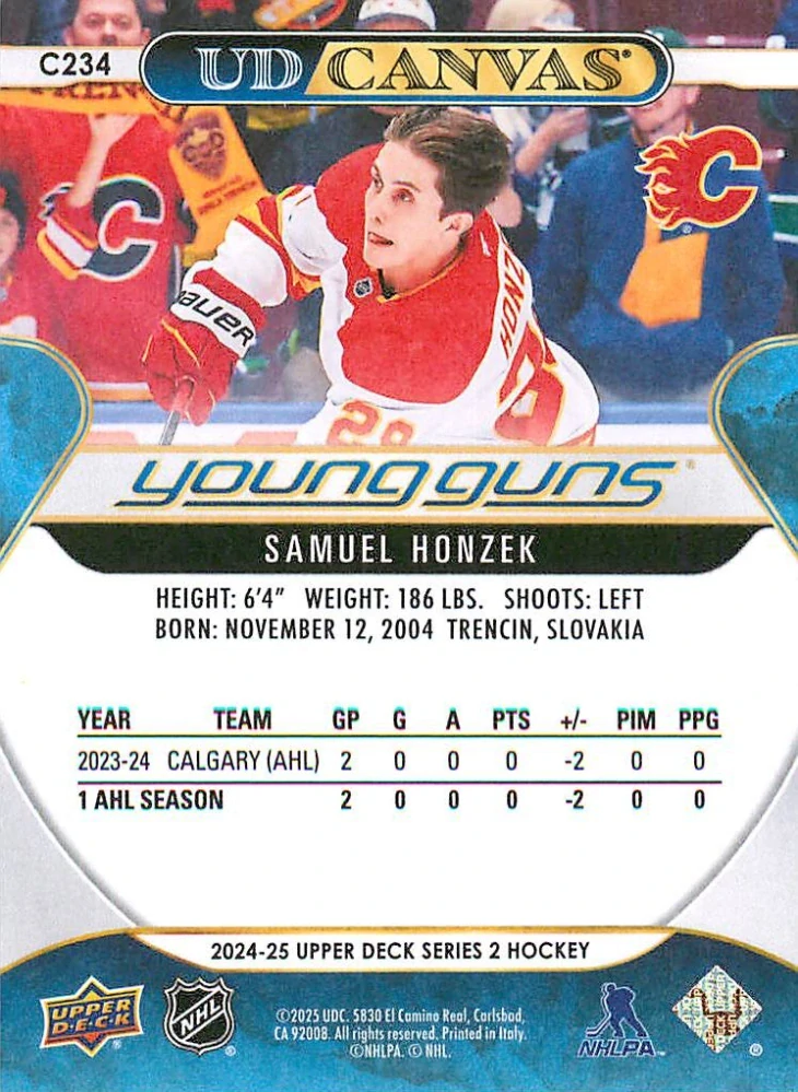 2024-25 UD Series 2 - Samuel Honzek - Young Guns Canvas #C234