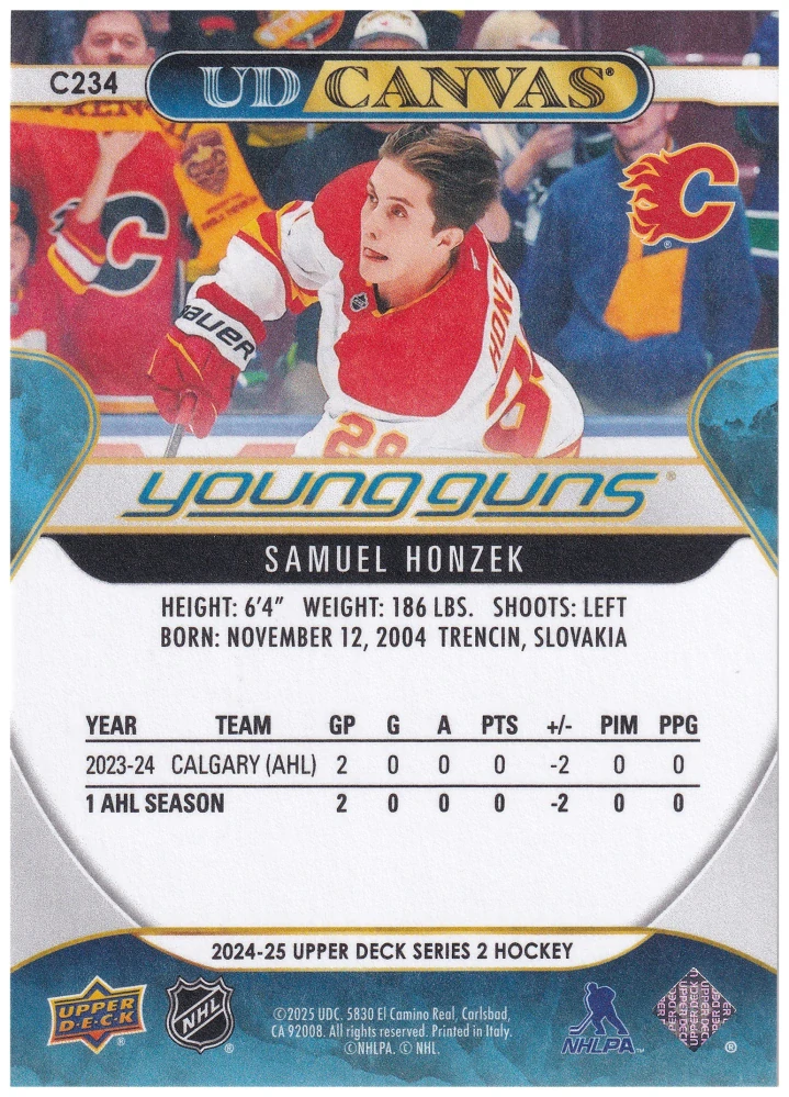 2024-25 UD Series 2 - Samuel Honzek - Young Guns Canvas #C234