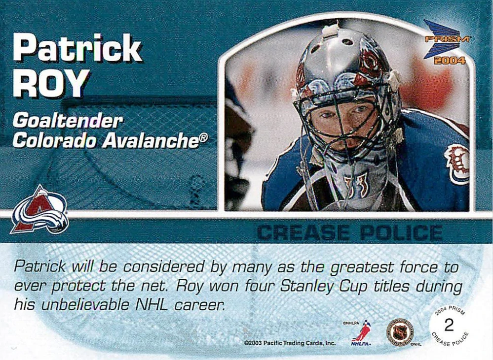 2003-04 Pacific Prism - Patrick Roy - Crease Police #2