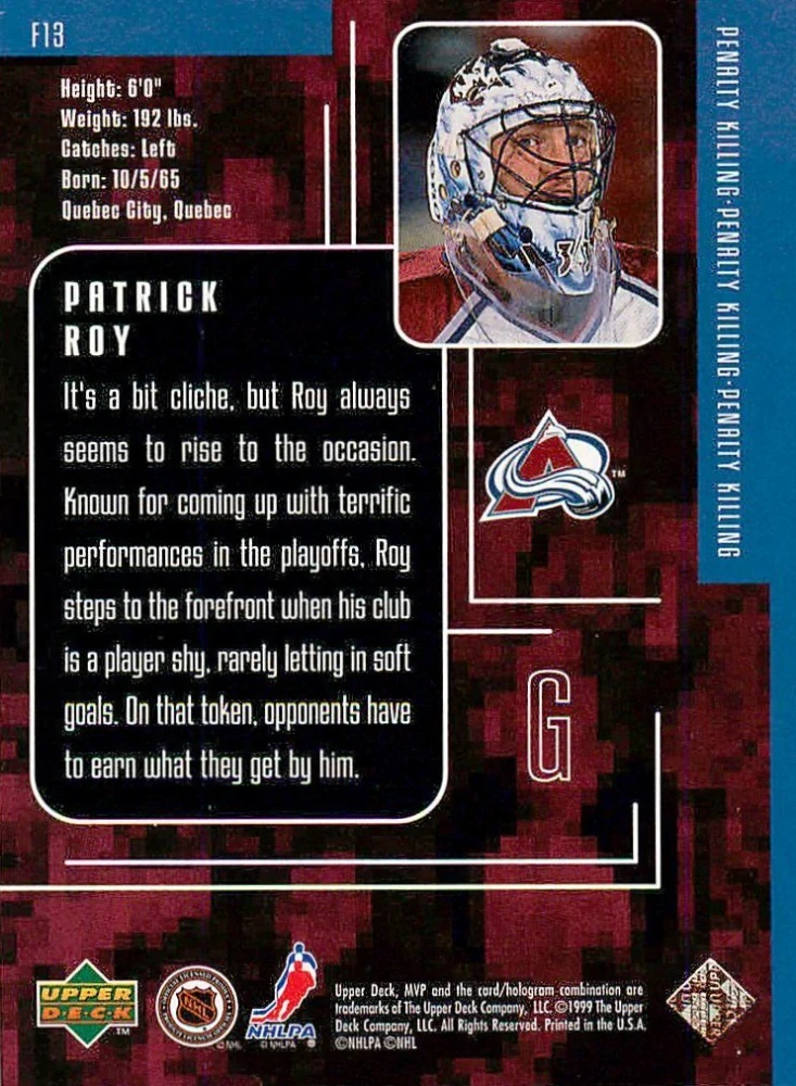 1998-99 UD MVP - Patrick Roy - Special Forces #F13