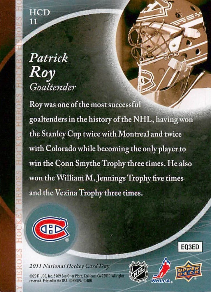 2010-11 UD - Patrick Roy - Hockey Card Day #HCD11