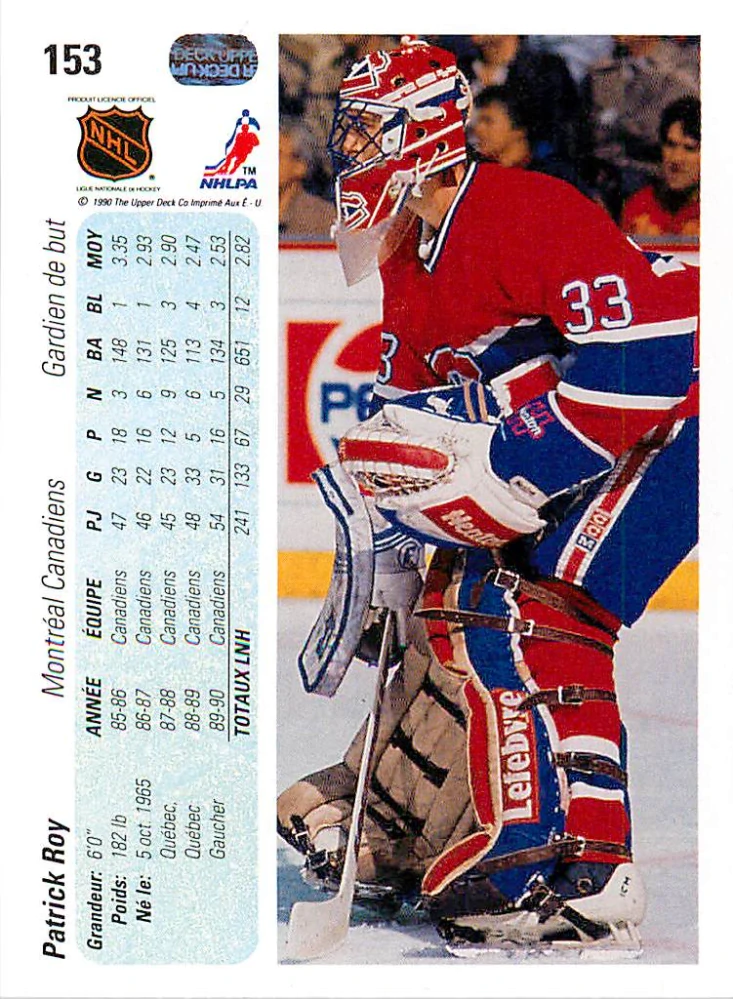 1990-91 UD Series - Patrick Roy (French) #153