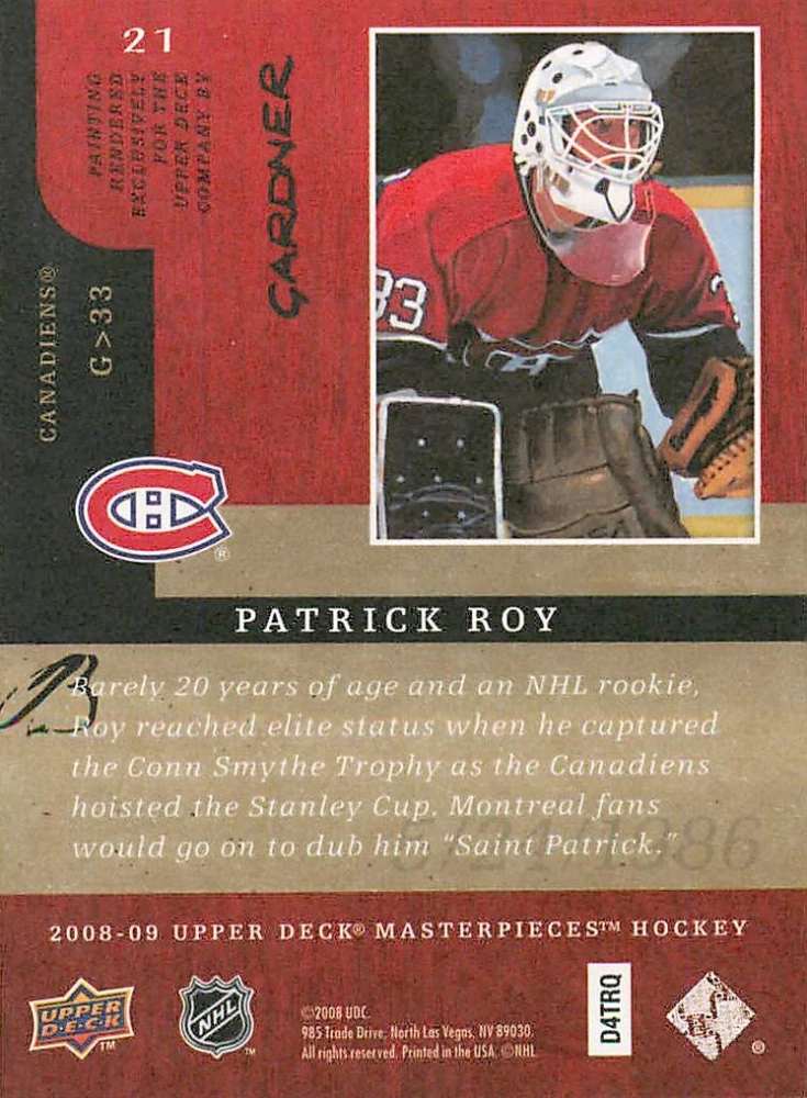 2008-09 UD Masterpieces - Patrick Roy #21
