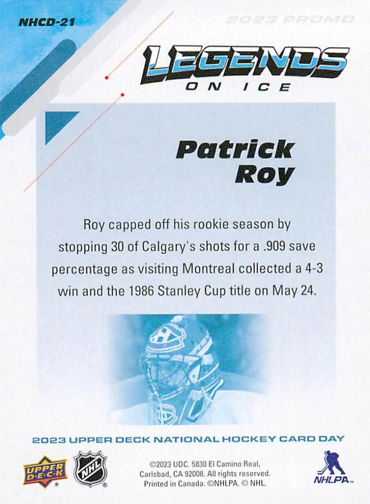 2023 UD - Patrick Roy - Hockey Card Day #NHCD-21